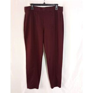 Croft & Barrow Seamed Ponte Pants Sz L Burgundy Tummy Control Stretch Comfort